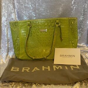 Brahmin Vibrant Green Embossed Tote